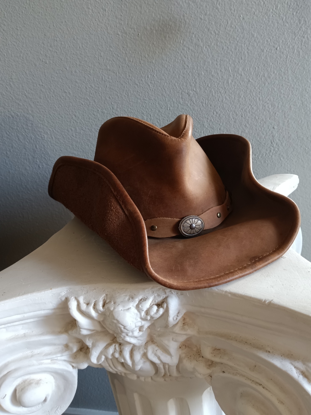Stetson Brown Leather Cowboy Hat with Concho Band